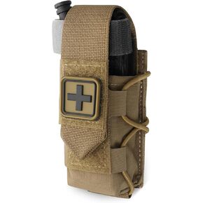 WYNEX MOLLE Tourniquet Holder, IFAK TQ Holder Tactical Medical TQ Pouch Holster First Aid Kit, Cross Patch/Bungee Cord