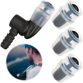 4Pcs Bite Valve Replacement with a Connector, Black Silicone Replacement Bite Valve Sheath for Hiking Backpack Water Bladder Hose, Hydraulics Reservoirs, Hydration Pack, Travel Climbing