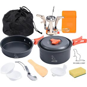 12 piece Camping Cookware Set for Backpacking Gear - Lightweight and Compact Camping Cooking Set - Portable Camping Pots and Pans Set for Hiking, Backpacking, Outdoor Cooking, Picnic and Camping