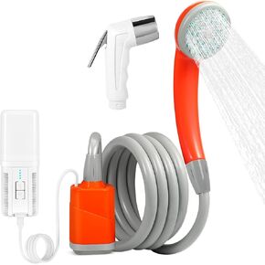 Portable Shower, Camping Shower with 4400mAh Rechargeable Battery, Portable Shower for Camping, Electric Outdoor Shower Head with LED Camping Light, Shower Pump for Hiking, Traveling