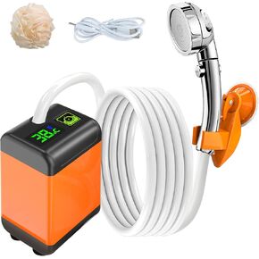 دش محمول للتخييم، مضخة دش للتخييم، 3 أوضاع للتدفق، تعمل ببطارية 6000 مللي أمبير في الساعة، شاشة رقمية ذكية لقياس درجة الحرارة الذكية، مناسبة للمشي لمسافات طويلة، والسفر، والغسيل، وحمام الحيوانات الأليفة in Kuwait