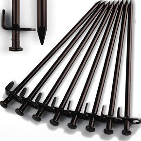Heavy Duty Steel Tent Stakes - Tarp Pegs Camping Stakes for Outdoor Camping Canopy and tarp, 12 inch 8PC Pack