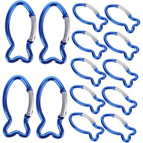 INOOMP 15Pcs Fish Shaped Carabiner Rings Pocket Carabiners Climbing Safety Hanging Buckles Outdoor Hanger