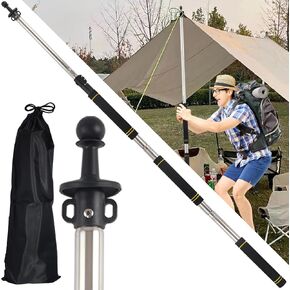 Tarp Pole,2.75 to 6Ft Canopy Poles Heavy Duty Telescoping Tent Pole for Trap Shade Sail Poles Stainless Steel Tubes Camping Awning Poles with Sponge Long Handle Sturdy Shade Cloth Poles