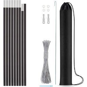 Aluminum Tent Poles Replacement,Pre-Assembled Tent Poles,Fits Both Female and Male Ends,7001 T6 Lightweight Tent Rod Repair Kit for Camping Hiking Backpacking Tent (12ft 1.3in)