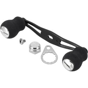 PATIKIL Fishing Reel Power Handle, Aluminum Alloy Baitcasting Reel Handle Rocker with EVA Double Knob Grip Replacement for Rocker Arm Accessory, Black