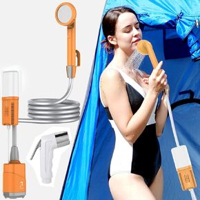 COSWE Portable Camping Shower, Outdoor Camp Pump with Rechargeable 4400mAH Battery and 130LM Led Lighting Device for Camping Hiking Outdoor Beach Garden