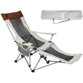 Folding Recliner Adjustable Backrest Portable Camping Chair for Outdoor/Home/Patio/Beach/Camping Oversized Weight Capacity 530 lbs.