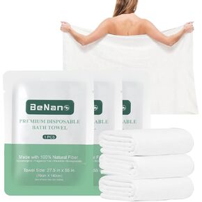Premium Disposable Towel 55 in x 27.5 in Large Bath Towel Travel Towel Washcloth Reusable for Hotel Camping Sports Hiking Beach Swimming Vacation Massage Salon Gym Biodegradable (3 Pack)