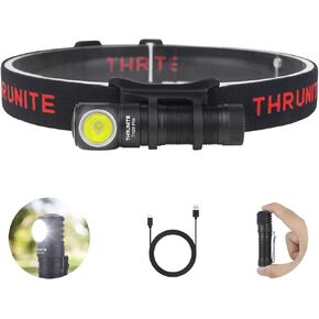 ThruNite TH20 Pro 1010 Lumen مصباح أمامي LED قابل لإعادة الشحن، مصباح يدوي قوي بزاوية قائمة متوافق مع بطارية AA، للمغامرات الداخلية والخارجية في المشي لمسافات طويلة والتخييم وركوب الدراجات (أبيض بارد)