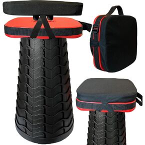 Portable Foldable Stool Bundle Set - Large Square Collapsible Stool + Thick Seat Cushion - Great Value Pack for Camping Travel Picnic Gardening