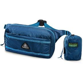 Haimont Ultralight Foldable Fanny Pack, Men Women Belt Waist Bag Crossbody Small Cordura Nylon Sling Bags for Travel, Hiking, Running, Blue