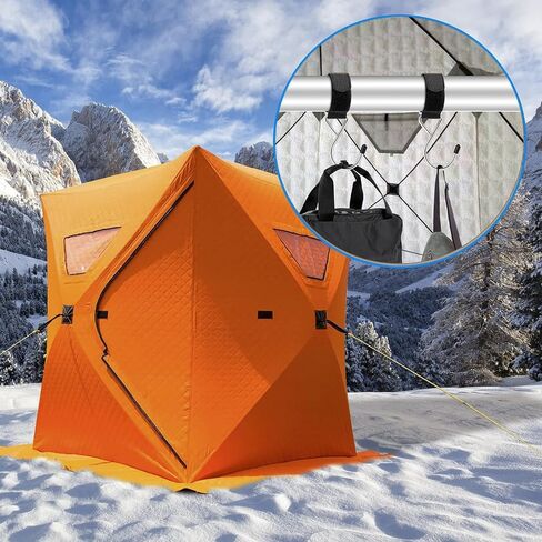 14PCS Ice Fishing Shelter Clothes Hooks Tent S Shaped Stainless Steel Accessories Multi Functional Metal Hooks Self Adhesive Magic Tape Hooks Artifact Suitable for Outdoor Camping and Hunting in Saudi Arabia