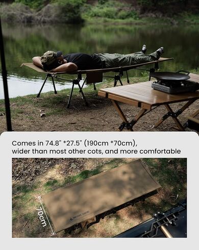 OneTigris SUPRANUBIS Camping Cot, Height Adjustable with Cot Leg Extenders, Strong Support 330lbs, Lightweight Comfortable Folding Bed for Camping, Hiking, Travel, Truck, Beach, Office Nap in Saudi Arabia