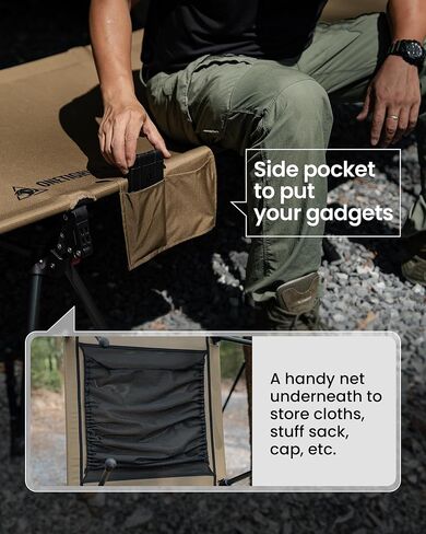 OneTigris SUPRANUBIS Camping Cot, Height Adjustable with Cot Leg Extenders, Strong Support 330lbs, Lightweight Comfortable Folding Bed for Camping, Hiking, Travel, Truck, Beach, Office Nap in Saudi Arabia