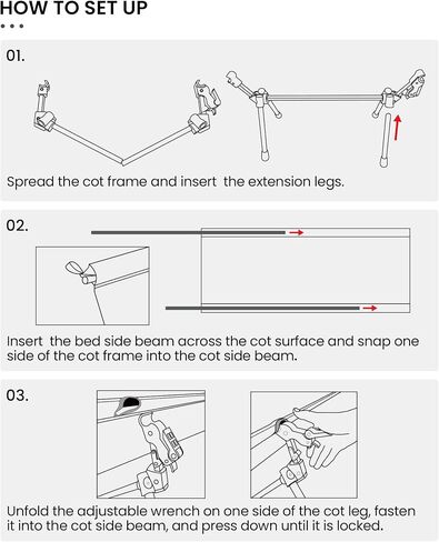 OneTigris SUPRANUBIS Camping Cot, Height Adjustable with Cot Leg Extenders, Strong Support 330lbs, Lightweight Comfortable Folding Bed for Camping, Hiking, Travel, Truck, Beach, Office Nap in Saudi Arabia