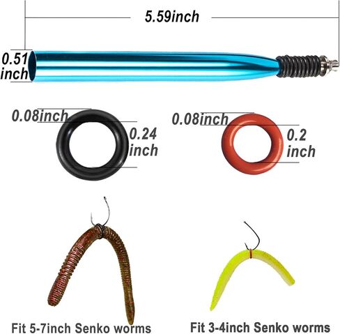 Wacky Rig Tool with Fishing O-Rings, Wacky Worm Rigging Tool Kit for Senko, Fishing Ring Rigging Tools for Clip Soft Baits Worms with Keychain Lanyard Fishing Bait Rigs in Saudi Arabia