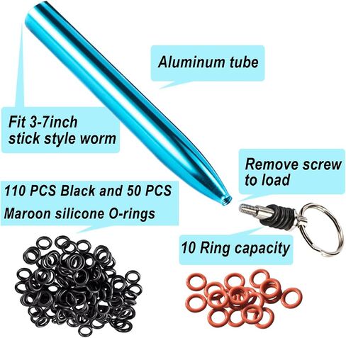 Wacky Rig Tool with Fishing O-Rings, Wacky Worm Rigging Tool Kit for Senko, Fishing Ring Rigging Tools for Clip Soft Baits Worms with Keychain Lanyard Fishing Bait Rigs in Saudi Arabia