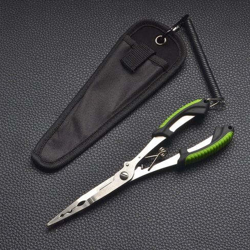 Fishing Gear Set - Long Nose Stainless Steel Fishing Pliers 8.5", Fish Lip Gripper, Telescopic Lanyard & Sheaths - Multi-Function Saltwater Resistant Fishing Tools in Saudi Arabia