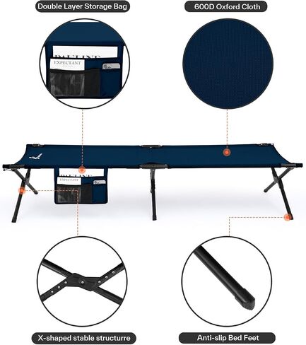 Sportneer Camping Cot, Military Cot Portable Camping Cots for Sleeping 78.3"x28.7"x14.6" Heavy Duty Folding Bed for Adults Teen Outdoor Travel Camping Tent Lounge Office Support 330 Lbs in Saudi Arabia