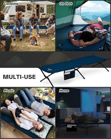 Sportneer Camping Cot, Military Cot Portable Camping Cots for Sleeping 78.3"x28.7"x14.6" Heavy Duty Folding Bed for Adults Teen Outdoor Travel Camping Tent Lounge Office Support 330 Lbs in Saudi Arabia