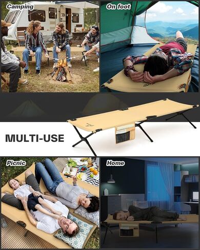 Sportneer Camping Cot, Military Cot Portable Camping Cots for Sleeping 78.3"x28.7"x14.6" Heavy Duty Folding Bed for Adults Teen Outdoor Travel Camping Tent Lounge Office Support 330 Lbs in Saudi Arabia