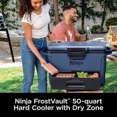 Ninja FB151BL FrostVault 50qt Hard Cooler with Dry Zone, Integrated Fridge-Temp Dry Storage Drawer, Premium Heavy-Duty Insulated Cooler, Keeps Ice for Days, Lakeshore Blue in Saudi Arabia
