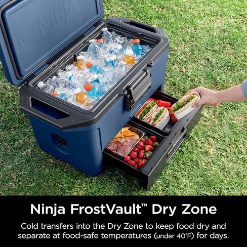 Ninja FB151BL FrostVault 50qt Hard Cooler with Dry Zone, Integrated Fridge-Temp Dry Storage Drawer, Premium Heavy-Duty Insulated Cooler, Keeps Ice for Days, Lakeshore Blue in Saudi Arabia