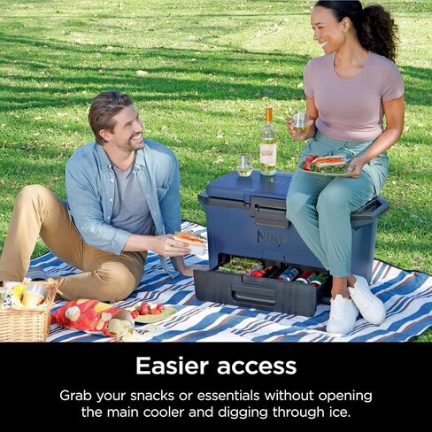 Ninja FB151BL FrostVault 50qt Hard Cooler with Dry Zone, Integrated Fridge-Temp Dry Storage Drawer, Premium Heavy-Duty Insulated Cooler, Keeps Ice for Days, Lakeshore Blue in Saudi Arabia