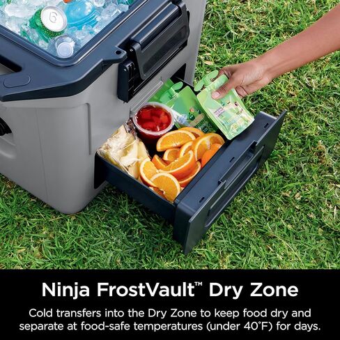 مبرد صلب FB151BL FrostVault من Ninja FB151BL مع منطقة جافة، درج تخزين جاف مدمج بدرجة حرارة الثلاجة، مبرد معزول ممتاز للخدمة الشاقة، يحافظ على الثلج لعدة أيام، أزرق ليكشور in Kuwait