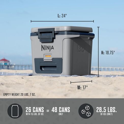 مبرد صلب FB151BL FrostVault من Ninja FB151BL مع منطقة جافة، درج تخزين جاف مدمج بدرجة حرارة الثلاجة، مبرد معزول ممتاز للخدمة الشاقة، يحافظ على الثلج لعدة أيام، أزرق ليكشور in Kuwait