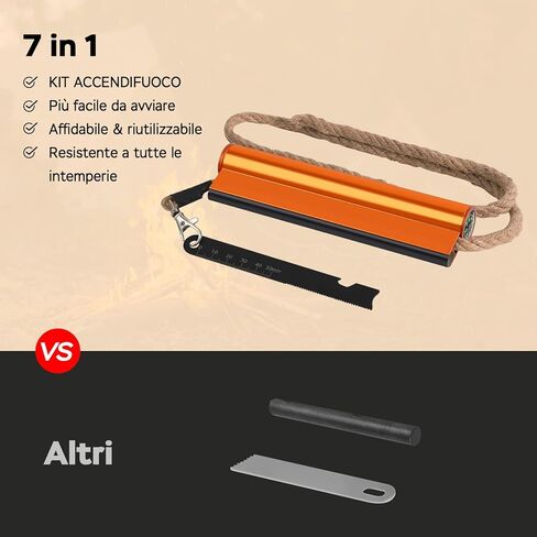 طقم أدوات إطلاق النار من الصوان والفولاذ 7 في 1 XXL XL معدات صناعة بوش من الفولاذ المقاوم للصدأ، مجموعة مغنيسيوم محمولة للبقاء على قيد الحياة مع حبل فتيل مقاوم للماء مقاس 36 بوصة، مكشطة متعددة الأدوات، بوصلة للتخييم والمشي لمسافات طويلة in Saudi Arabia