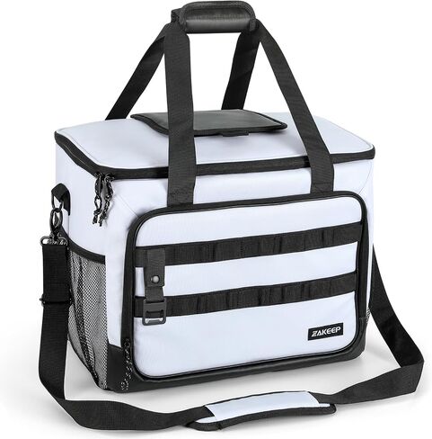 Soft Cooler Bag, Large Leakproof Beach Cooler, 30 Cans Collapsible Cooler with Adjustable Shoulder Straps, Ice Chest, Portable Insulated Bag Camping Cooler for Travel＆Camping＆Picnic, White in Saudi Arabia