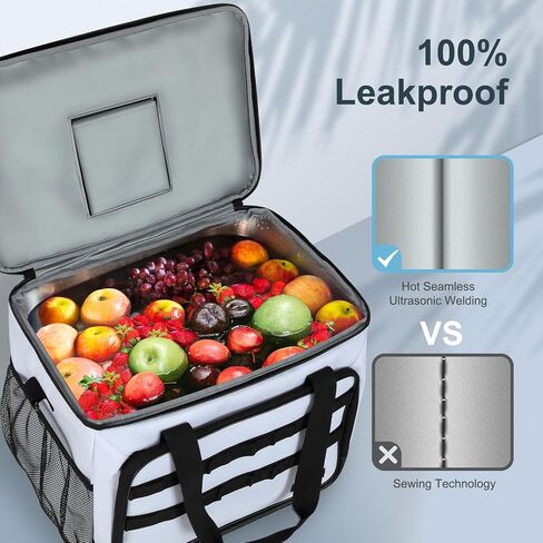Soft Cooler Bag, Large Leakproof Beach Cooler, 30 Cans Collapsible Cooler with Adjustable Shoulder Straps, Ice Chest, Portable Insulated Bag Camping Cooler for Travel＆Camping＆Picnic, White in Saudi Arabia
