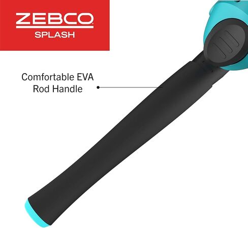 مجموعة بكرة وصنارة صيد الأسماك سبلاش من زيبكو، عمود صيد بطول 6 أقدام وقطعتين، مقاس 30 بكرة، قابلة للتغيير لليد اليمنى أو اليسرى، ملفوفة مسبقًا بخط زيبكو بوزن 10 رطل، أزرق in Kuwait