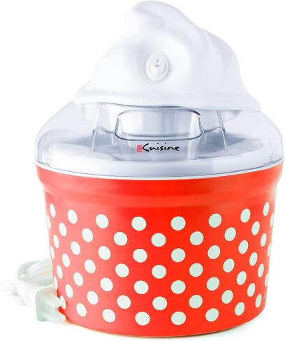 Euro Cuisine Ice Cream, Sorbet & Frozen Yogurt Maker, Homemade Gelato & Soft Serve Kids Ice Cream Maker Machine with 4 Glass Cups - Double-Insulated Freezer Bowl, Mixing Paddle, Lid - 1.5 Quart in Saudi Arabia