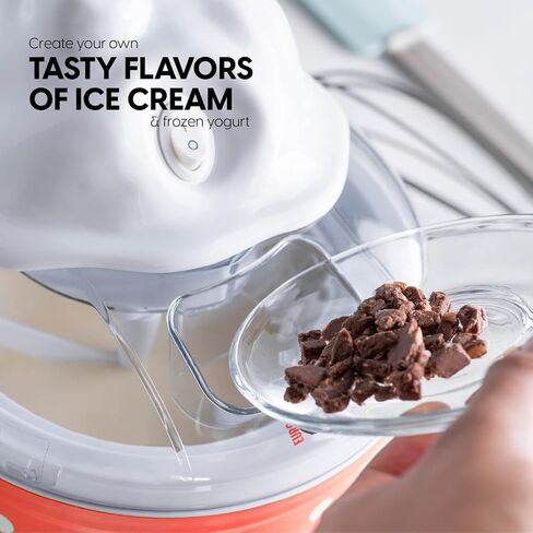 Euro Cuisine Ice Cream, Sorbet & Frozen Yogurt Maker, Homemade Gelato & Soft Serve Kids Ice Cream Maker Machine with 4 Glass Cups - Double-Insulated Freezer Bowl, Mixing Paddle, Lid - 1.5 Quart in Saudi Arabia