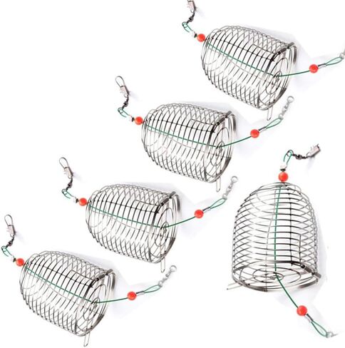 5PCS Carp Fishing Bait Trap,Stainless Steel Fishing Trap Basket Cage Feeder Basket Coarse Lure Feeder Holder Fishing Tackle Kit in Saudi Arabia