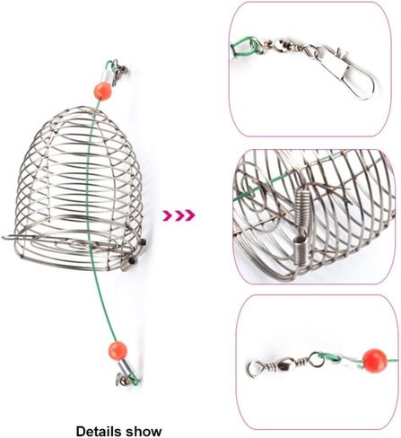 5PCS Carp Fishing Bait Trap,Stainless Steel Fishing Trap Basket Cage Feeder Basket Coarse Lure Feeder Holder Fishing Tackle Kit in Saudi Arabia