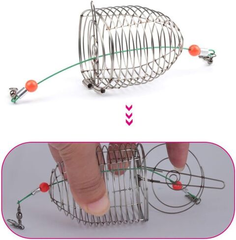 5PCS Carp Fishing Bait Trap,Stainless Steel Fishing Trap Basket Cage Feeder Basket Coarse Lure Feeder Holder Fishing Tackle Kit in Saudi Arabia