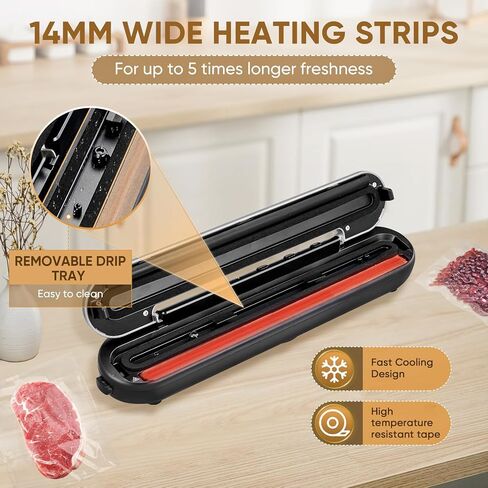 آلة تفريغ الهواء من Saker، ماكينة تفريغ الطعام بدون سلك من الليثيوم، ماكينة تفريغ أوتوماتيكية صغيرة الحجم وقوية للطعام مع أكياس مكنسة كهربائية وقطاعة مدمجة، محمولة لحفظ الطعام بشكل أفضل في الهواء الطلق in Kuwait