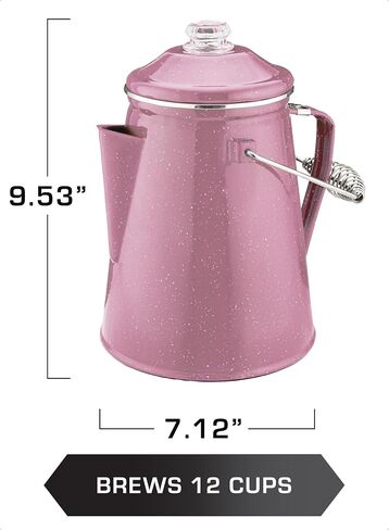 وعاء قهوة COLETTI Classic Percolator - آلات صنع القهوة للتخييم، دورق القهوة - وعاء قهوة التخييم الأصلي، تم تحديثه الآن - لمحترفي التخييم في كل مكان [مينا وردي، 12 كوب] in Kuwait