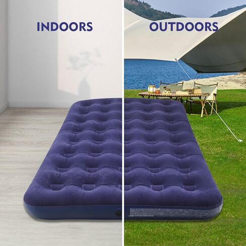 Full Size Air Mattress Air Bed with hand Pump - Foldable Blow Up Mattresses with Flocked top - Portable Inflatable Beds with pillow for Backpacking Tent Camping in Saudi Arabia