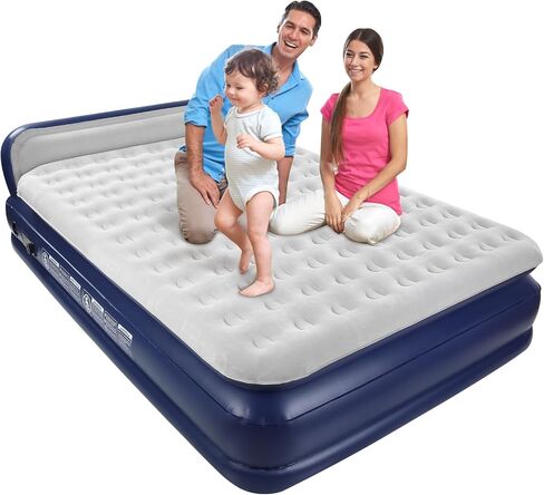 KMZ Luxury Comfort-Plush Air Mattress with Built-in Electric Pump & Enhanced Coil Technology - Double Height Inflatable Mattress for Home, Travel & Camping - Durable Blow Up Bed Colchon - Twin XL Size in Saudi Arabia