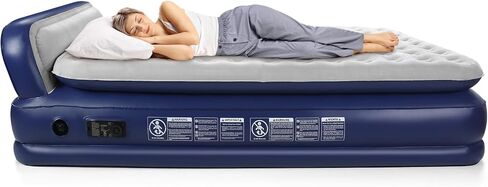 KMZ Luxury Comfort-Plush Air Mattress with Built-in Electric Pump & Enhanced Coil Technology - Double Height Inflatable Mattress for Home, Travel & Camping - Durable Blow Up Bed Colchon - Twin XL Size in Saudi Arabia