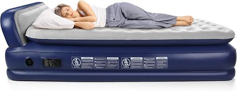 KMZ Luxury Comfort-Plush Air Mattress with Built-in Electric Pump & Enhanced Coil Technology - Double Height Inflatable Mattress for Home, Travel & Camping - Durable Blow Up Bed Colchon - Twin XL Size in Saudi Arabia