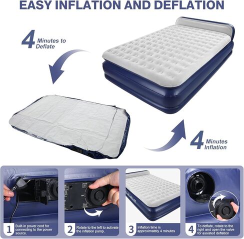 KMZ Luxury Comfort-Plush Air Mattress with Built-in Electric Pump & Enhanced Coil Technology - Double Height Inflatable Mattress for Home, Travel & Camping - Durable Blow Up Bed Colchon - Twin XL Size in Saudi Arabia