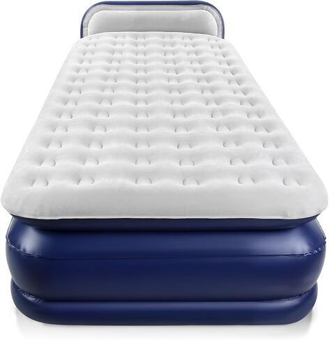 KMZ Luxury Comfort-Plush Air Mattress with Built-in Electric Pump & Enhanced Coil Technology - Double Height Inflatable Mattress for Home, Travel & Camping - Durable Blow Up Bed Colchon - Twin XL Size in Saudi Arabia