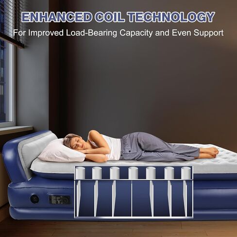 KMZ Luxury Comfort-Plush Air Mattress with Built-in Electric Pump & Enhanced Coil Technology - Double Height Inflatable Mattress for Home, Travel & Camping - Durable Blow Up Bed Colchon - Twin XL Size in Saudi Arabia