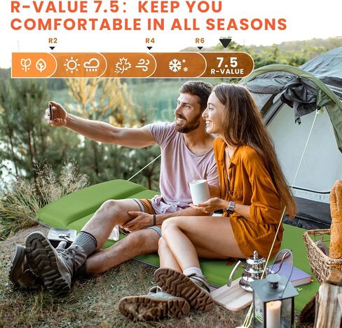 Self Inflating Sleeping Pad with Built-in Electric Pump, 3.15" Thick Memory Foam Camping Mattress, Fast Inflating Camping Sleeping Pad with Pillow, 4 Season Insulated Sleeping Pad for Camping, Tent in Saudi Arabia